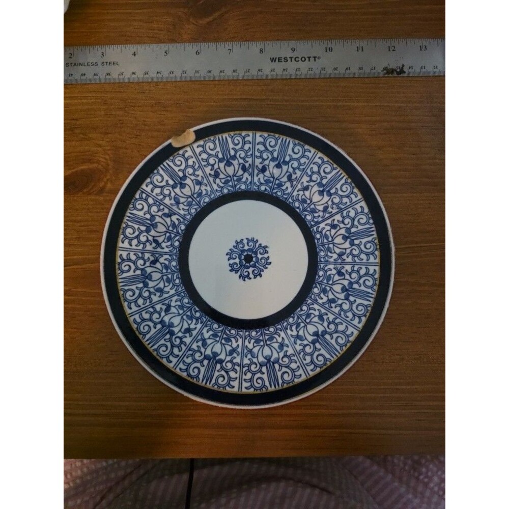 Antique 1870s Royal Worcester Blue White Japanesque Aesthetic Movement 8" Plate